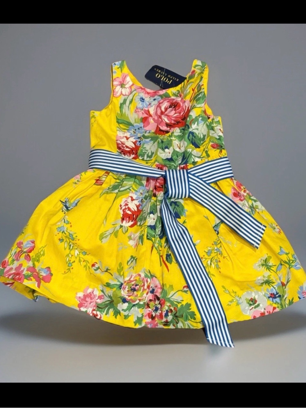 Polo Ralph Lauren Girls Yellow Floral Dress 2T New Designer - Picture 1 of 3
